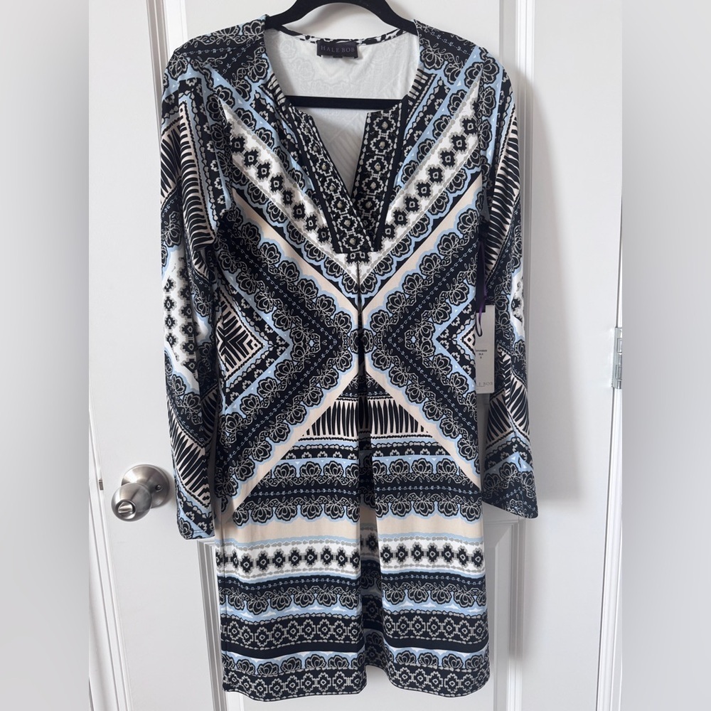 NWT Hale Bob Monochrome Dress with Abstract Accents Size Small